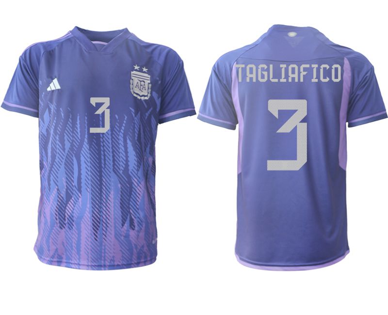 Men 2022 World Cup National Team Argentina away aaa version purple #3 Soccer Jersey->customized soccer jersey->Custom Jersey